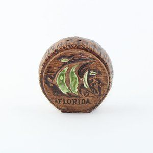 Vintage Florida Treasure Craft Green Brown Angel Fish Salt or Pepper Shaker